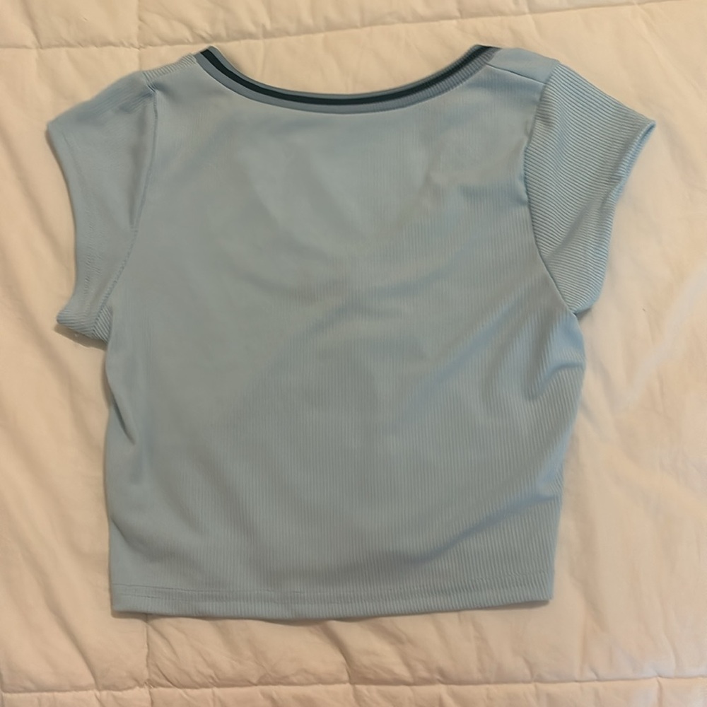 Blue Ribbed Women's Top - Picture 2 of 2